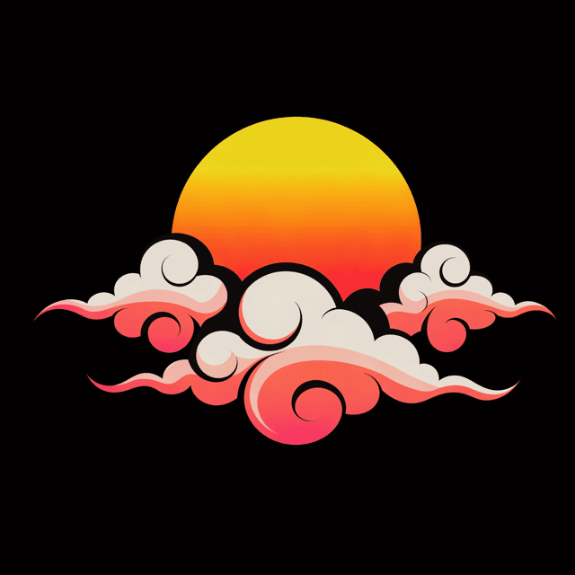 Sun behind swirling clouds