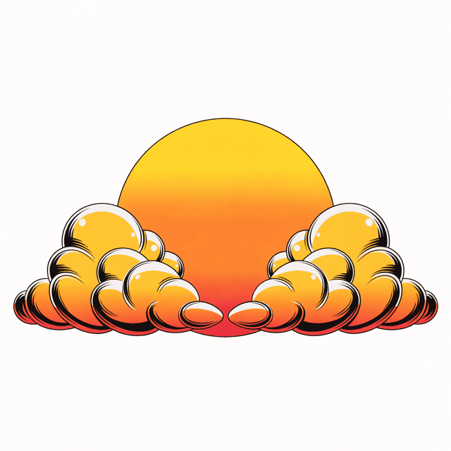 Sunrise over billowing clouds